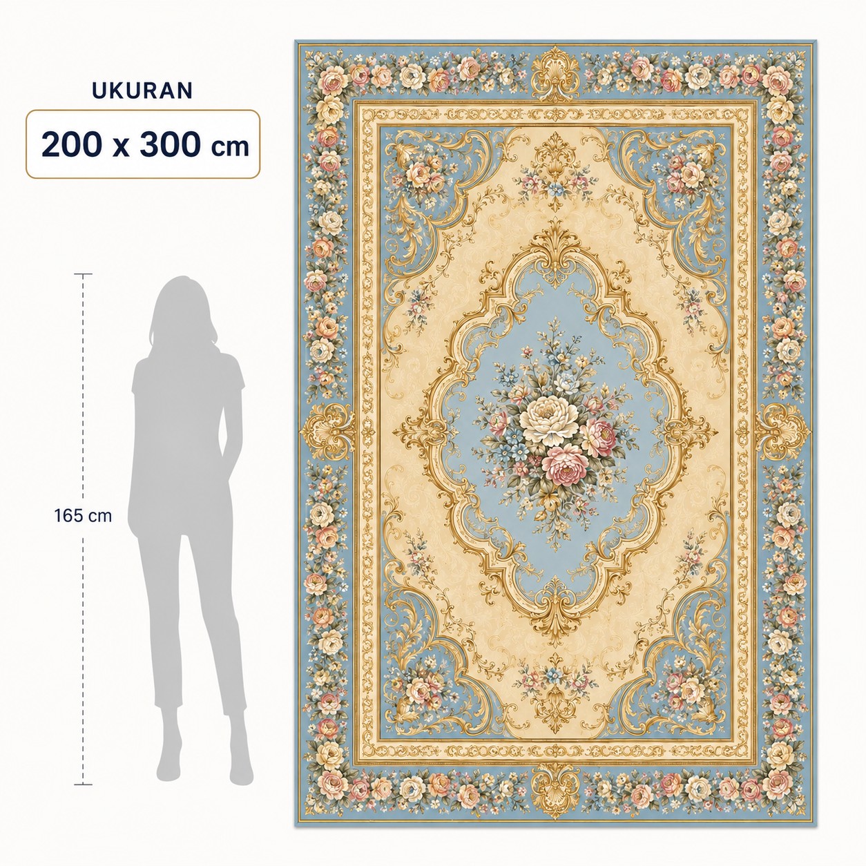 IK-REAL-V3-188 Indahkarpet Karpet Motif Premium 200x300 Bahan Printing Digital Halus Cocok untuk Ruang Tamu Kamar Reseller